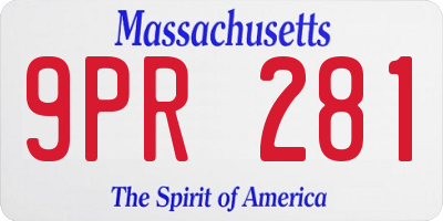 MA license plate 9PR281