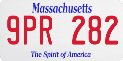 MA license plate 9PR282