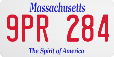 MA license plate 9PR284