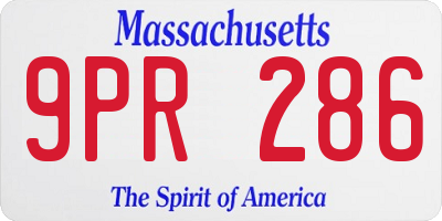 MA license plate 9PR286