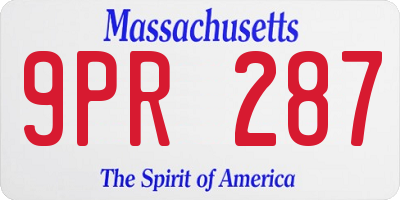 MA license plate 9PR287