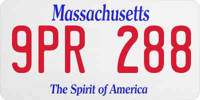 MA license plate 9PR288
