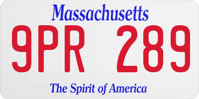 MA license plate 9PR289