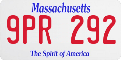 MA license plate 9PR292