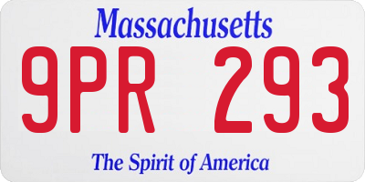 MA license plate 9PR293