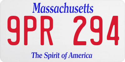 MA license plate 9PR294