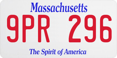 MA license plate 9PR296