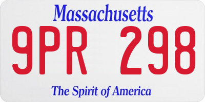 MA license plate 9PR298