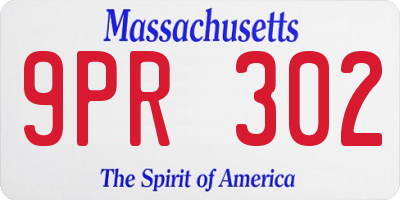 MA license plate 9PR302