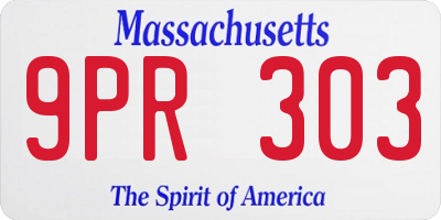 MA license plate 9PR303