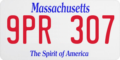 MA license plate 9PR307