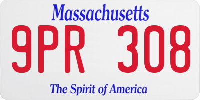 MA license plate 9PR308