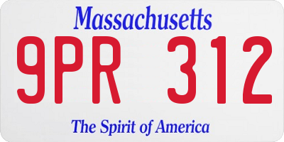 MA license plate 9PR312