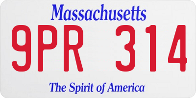 MA license plate 9PR314