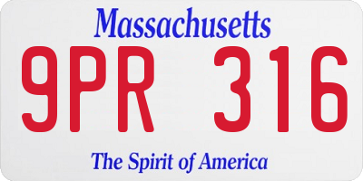 MA license plate 9PR316