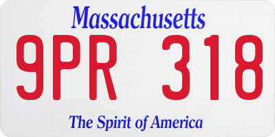MA license plate 9PR318