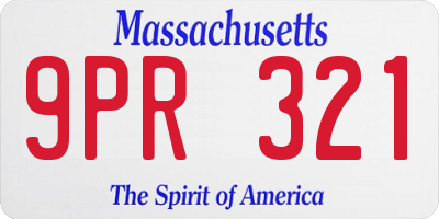 MA license plate 9PR321
