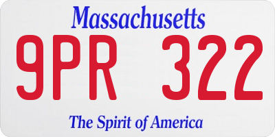 MA license plate 9PR322
