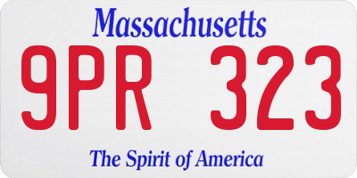 MA license plate 9PR323