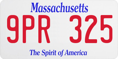 MA license plate 9PR325