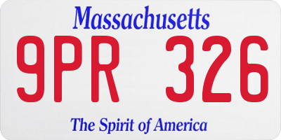 MA license plate 9PR326