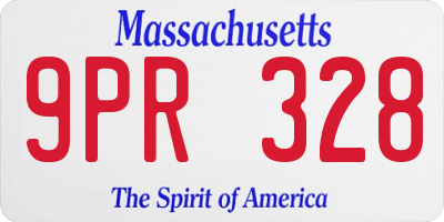 MA license plate 9PR328
