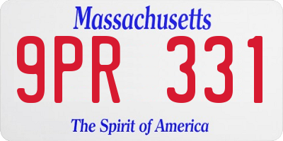 MA license plate 9PR331