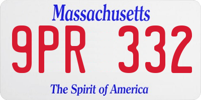 MA license plate 9PR332