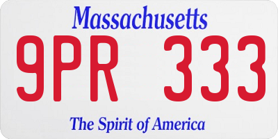 MA license plate 9PR333