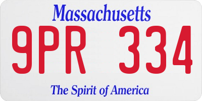 MA license plate 9PR334