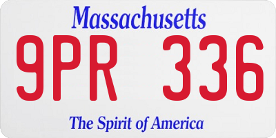 MA license plate 9PR336