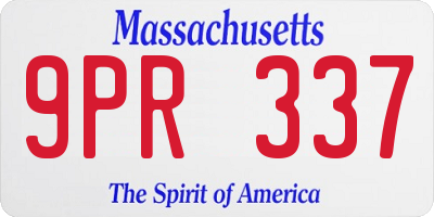 MA license plate 9PR337