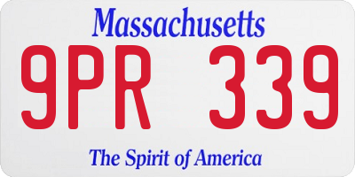 MA license plate 9PR339