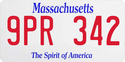 MA license plate 9PR342