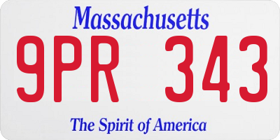 MA license plate 9PR343