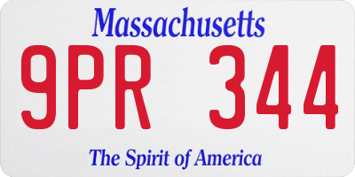 MA license plate 9PR344