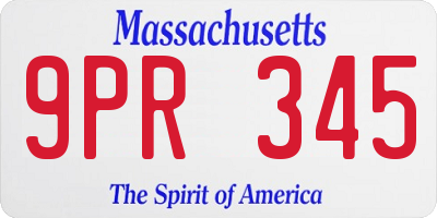 MA license plate 9PR345