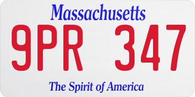 MA license plate 9PR347