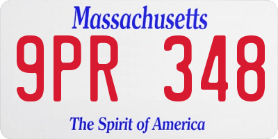 MA license plate 9PR348