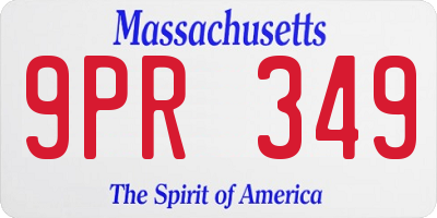 MA license plate 9PR349