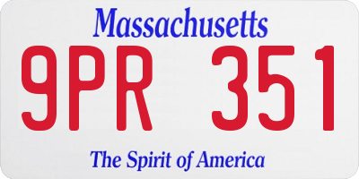 MA license plate 9PR351