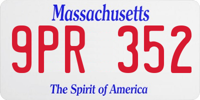 MA license plate 9PR352