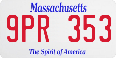 MA license plate 9PR353