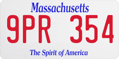 MA license plate 9PR354