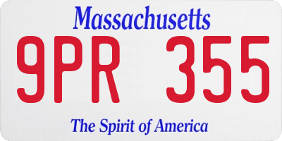 MA license plate 9PR355