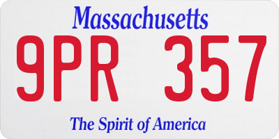 MA license plate 9PR357