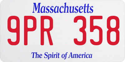 MA license plate 9PR358