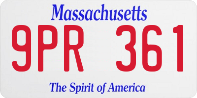 MA license plate 9PR361