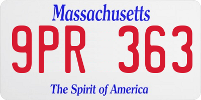 MA license plate 9PR363