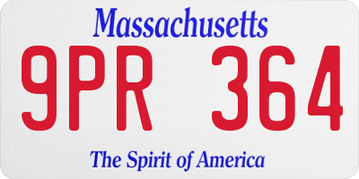 MA license plate 9PR364